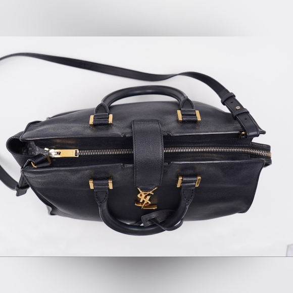 BN04 ❤️ Saint Laurent Black Leather Cabas Tote - Picture 12 of 16
